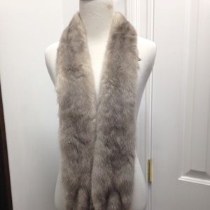UNIQUE VINTAGE REAL MINK FUR GRAY SCARF COLLAR